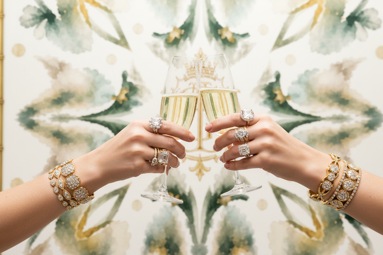Bright Champagne Toast with Wallpaper